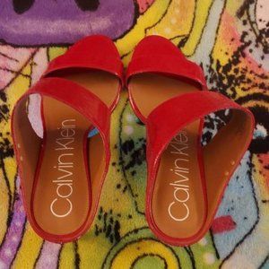 Womens Calvin Klein Ruby Red Cecily Heels Size 9.5